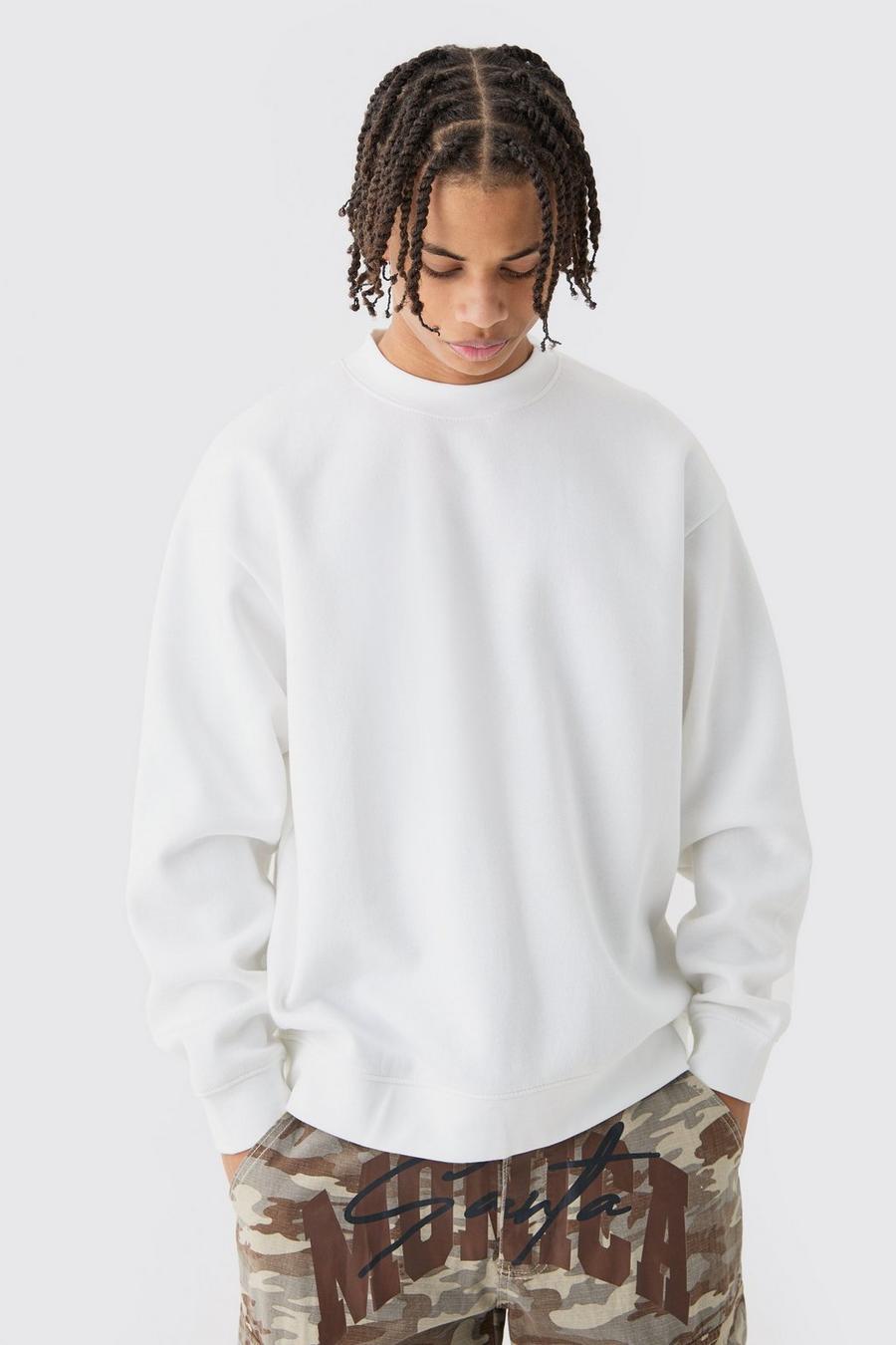 White Oversize sweatshirt med hög halsmudd