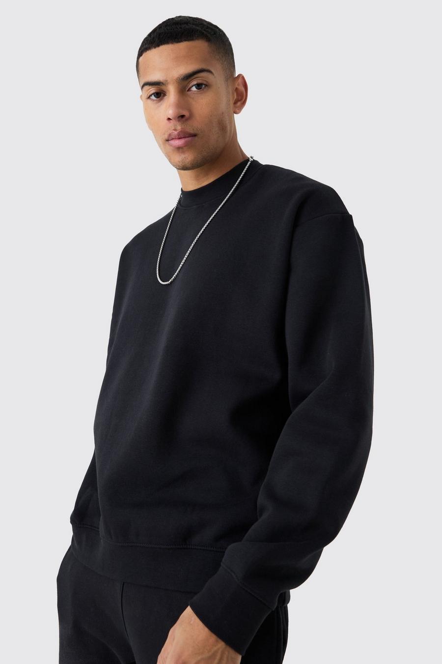 Black Oversize sweatshirt med hög halsmudd
