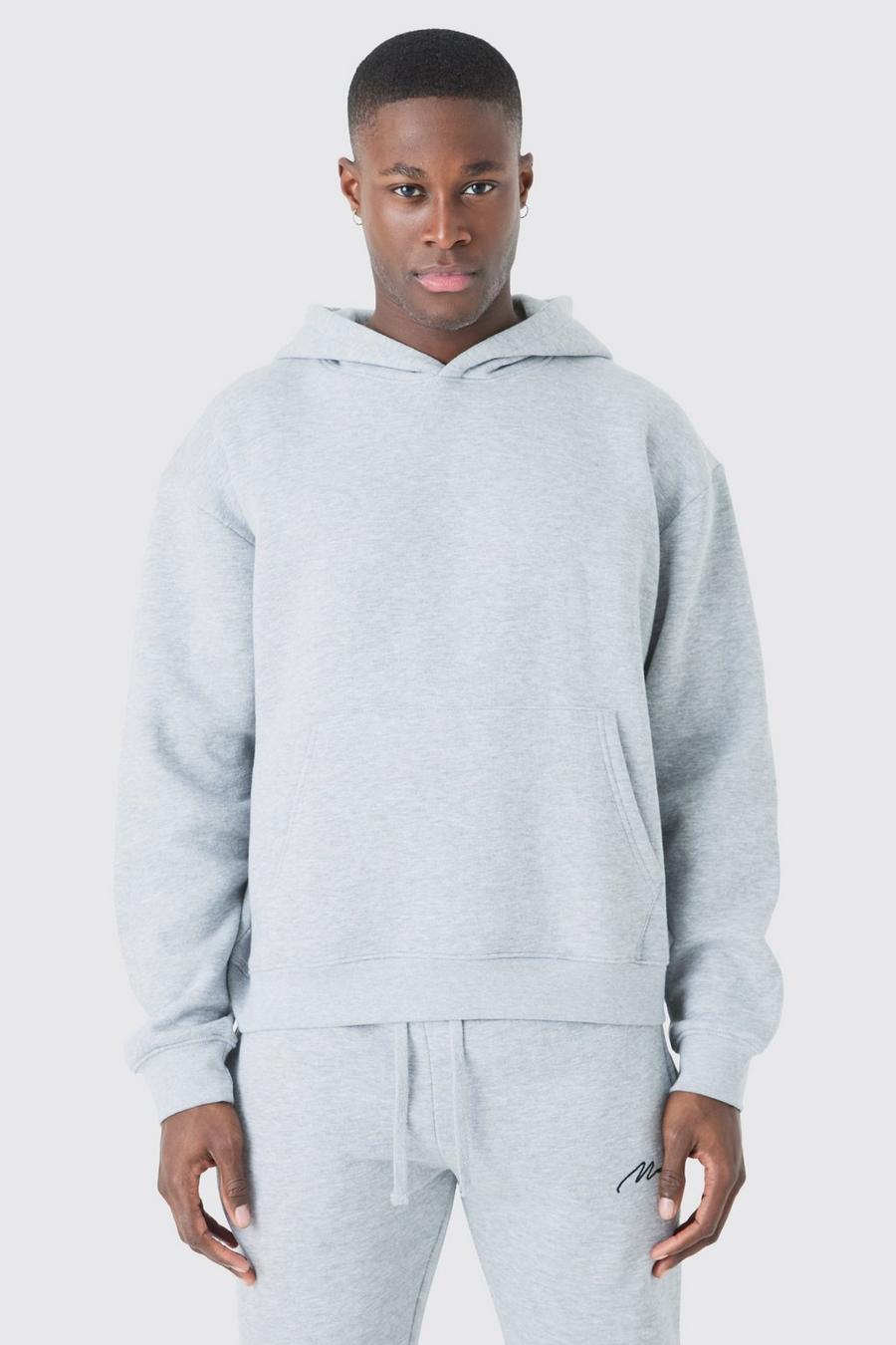 Grey marl Oversize hoodie i boxig modell image number 1