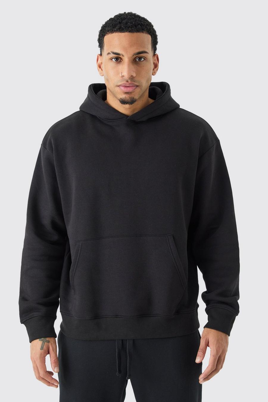 Black Basic Oversized Over The Head Hoodie image number 1