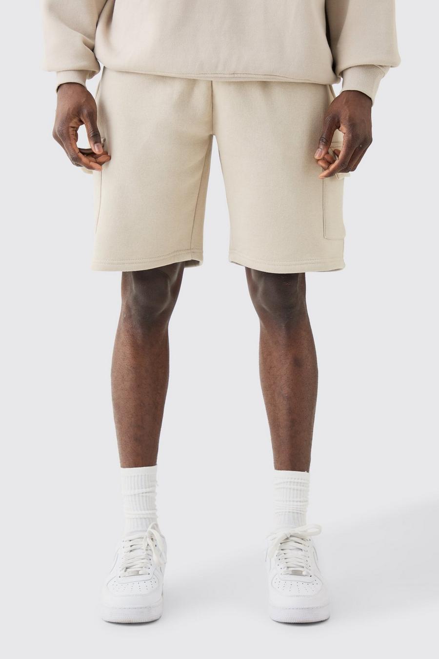 Lockere Jersey Cargo-Shorts, Stone