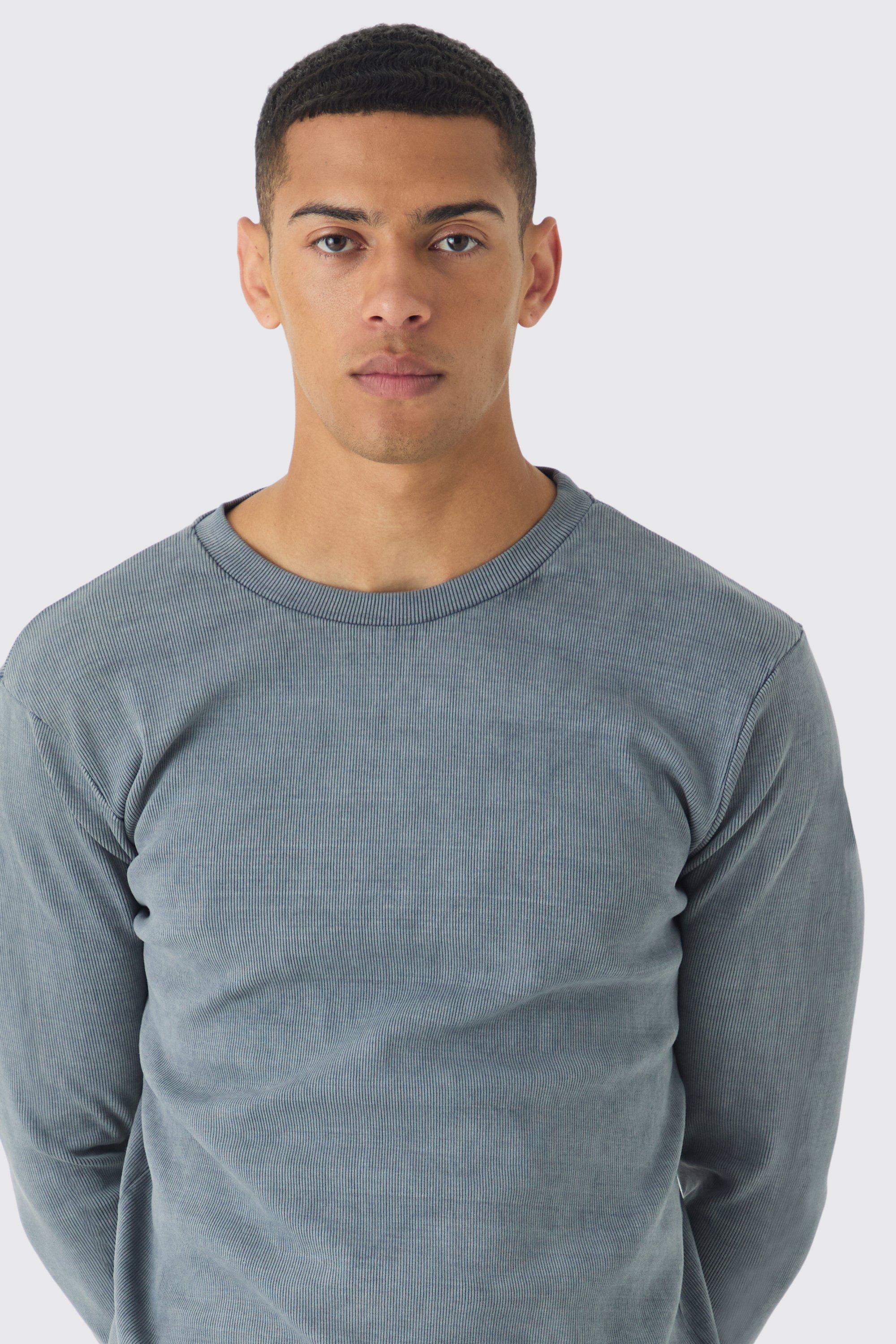 Grey muscle fit jumper hotsell