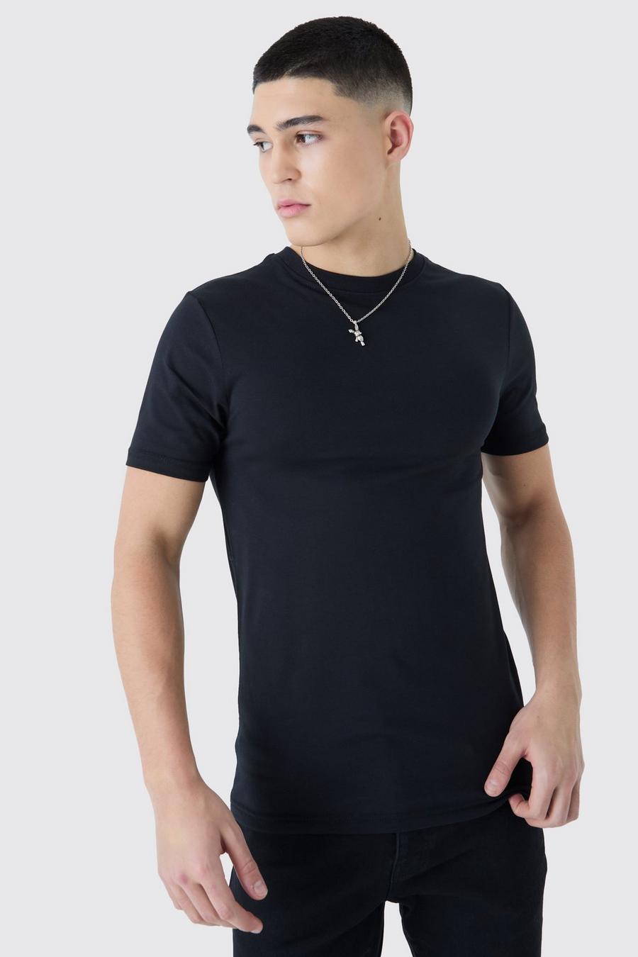 Black Basic Muscle Fit T-shirt image number 1