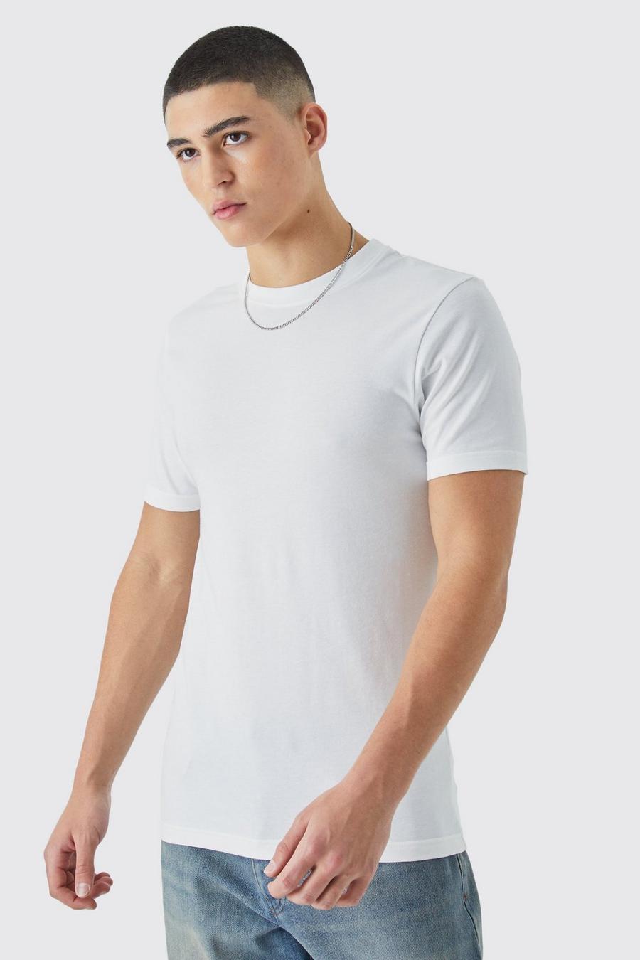 White Basic Muscle Fit T-shirt