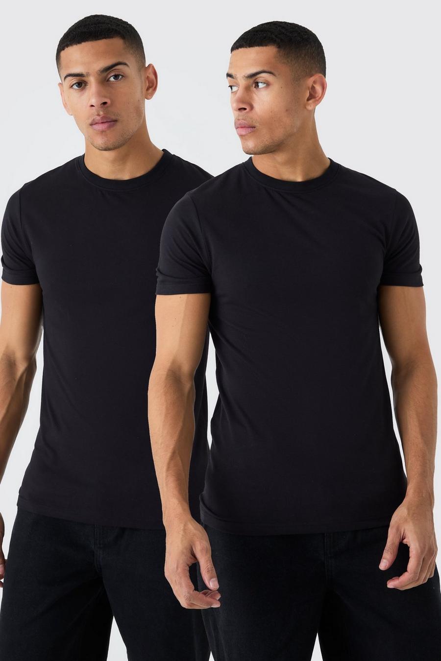 Pack de 2 camisetas ajustadas al músculo, Black