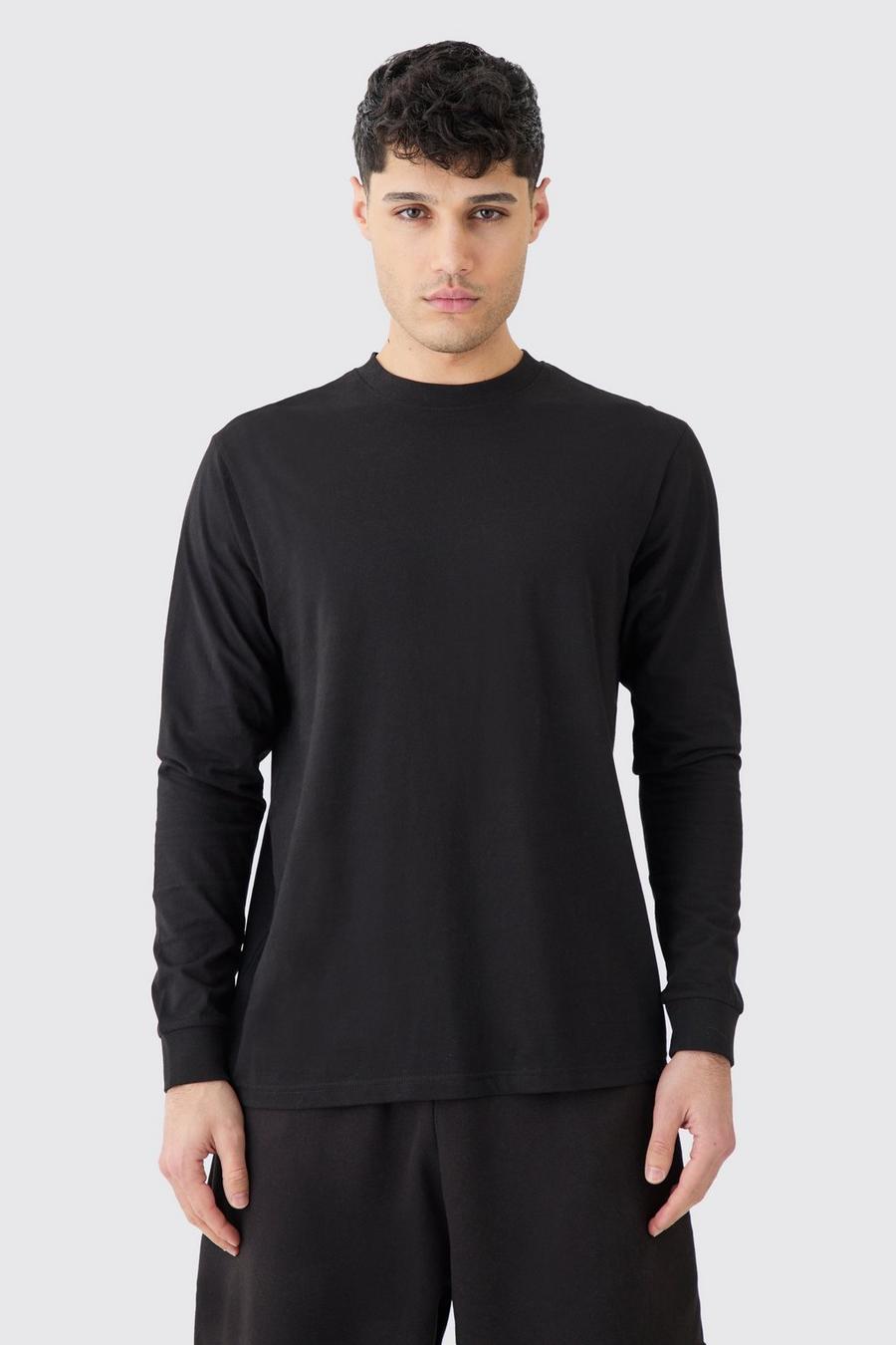 Langärmliges Rundhals T-Shirt, Black image number 1