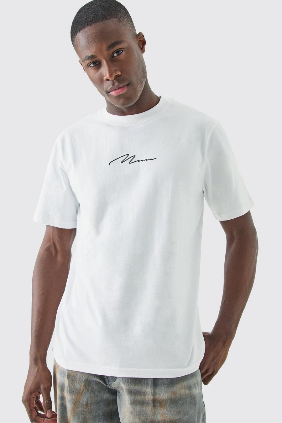 White Man Signature T-Shirt Met Borstopdruk image number 1