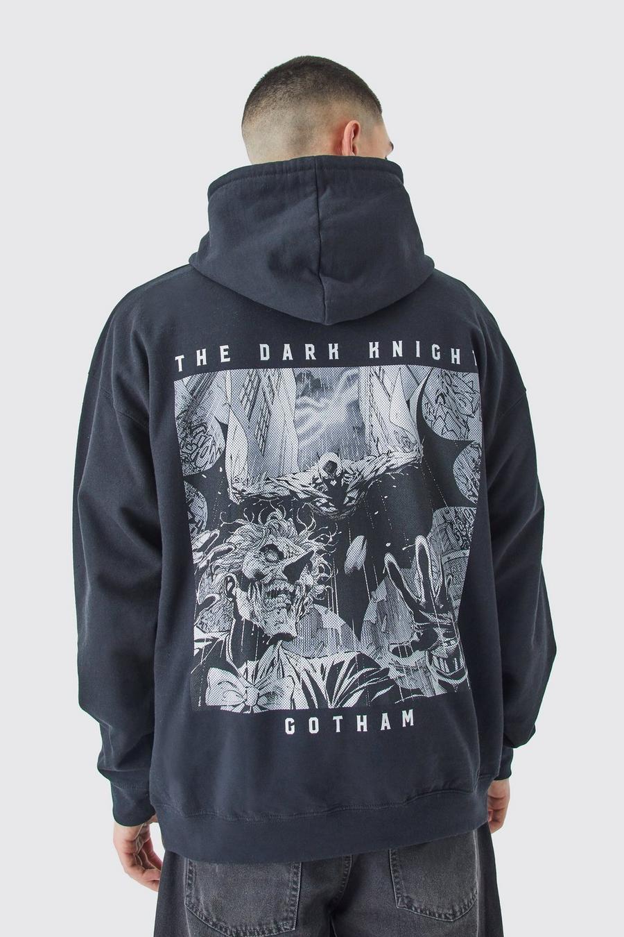 Black Batman Dark Knight Oversize hoodie med tryck image number 1