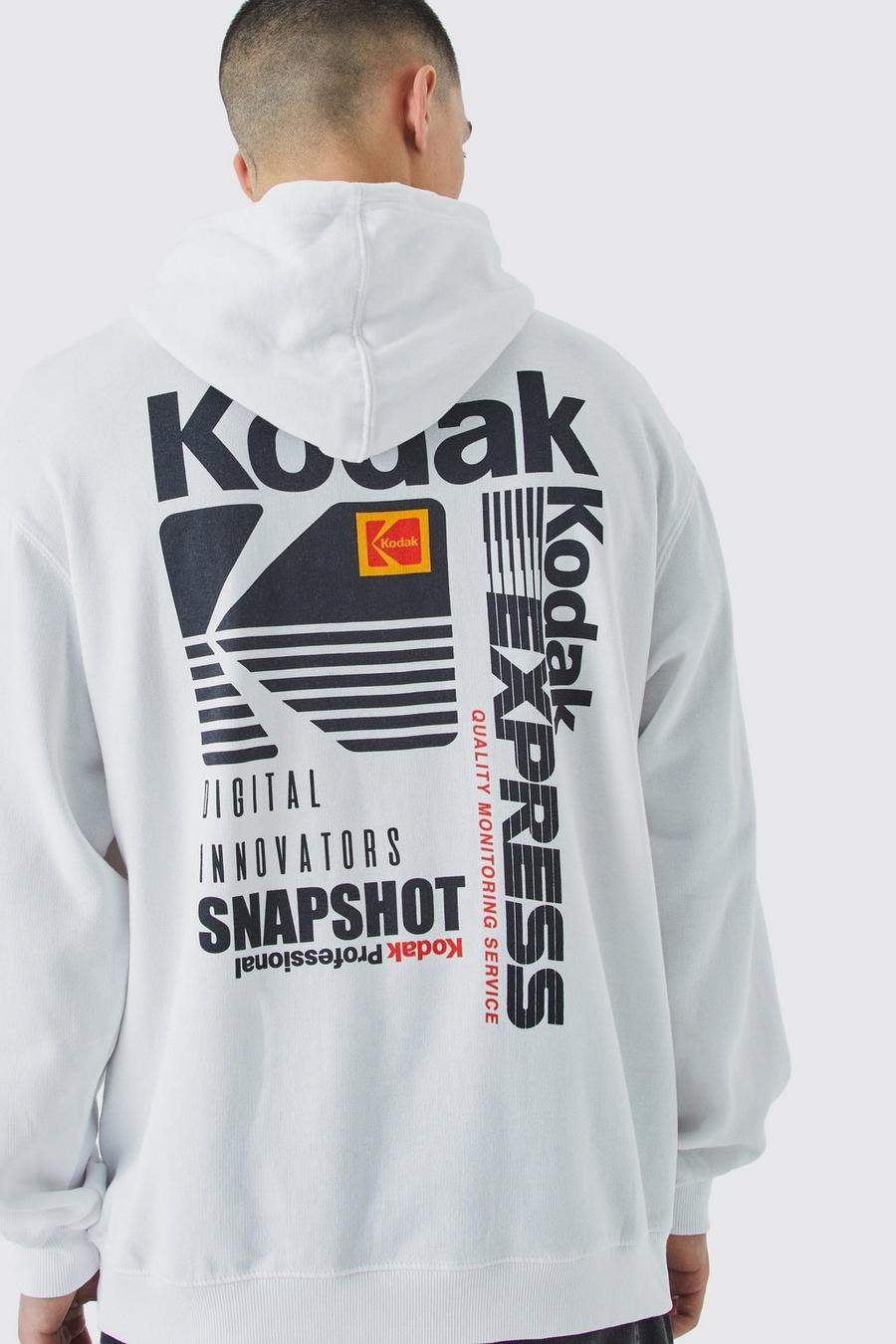 White Kodak Oversize hoodie med tryck