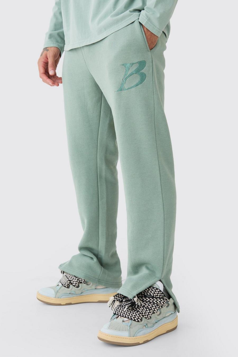 Pantaloni tuta Regular Fit con spacco sul fondo, Sage image number 1