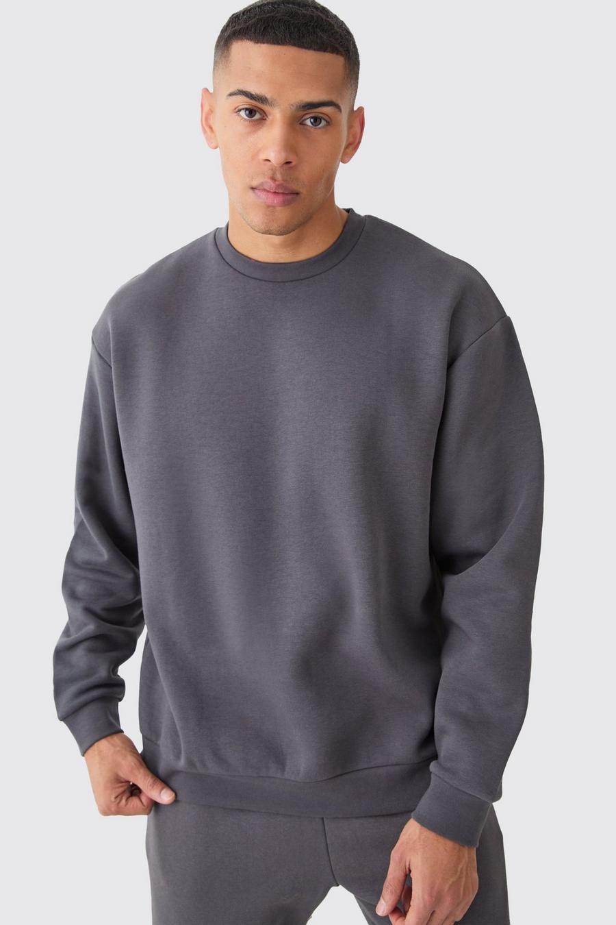 Charcoal Oversize sweatshirt med rund hals image number 1