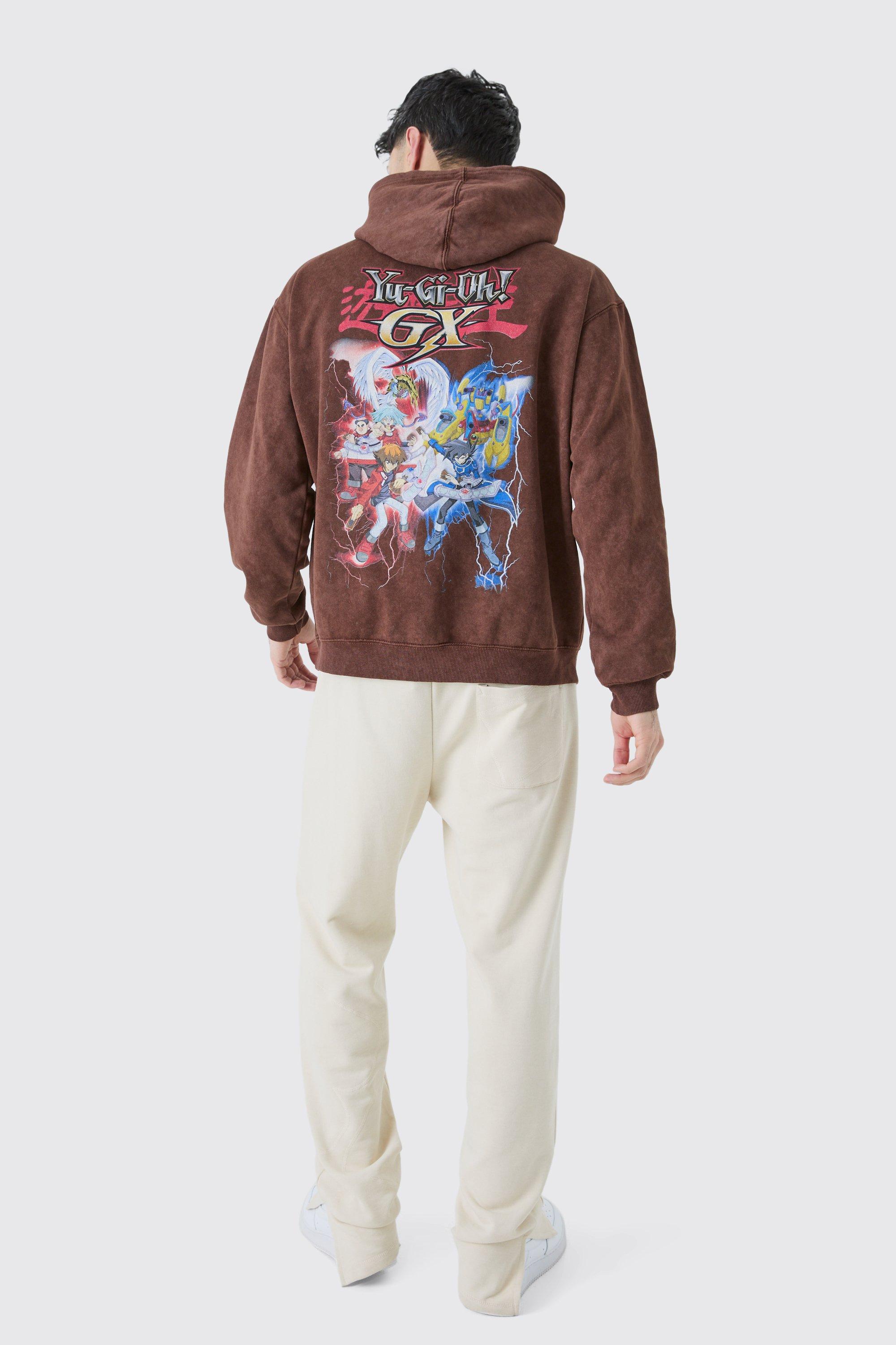 Oversized Washed Yugioh Gx License Hoodie boohoo