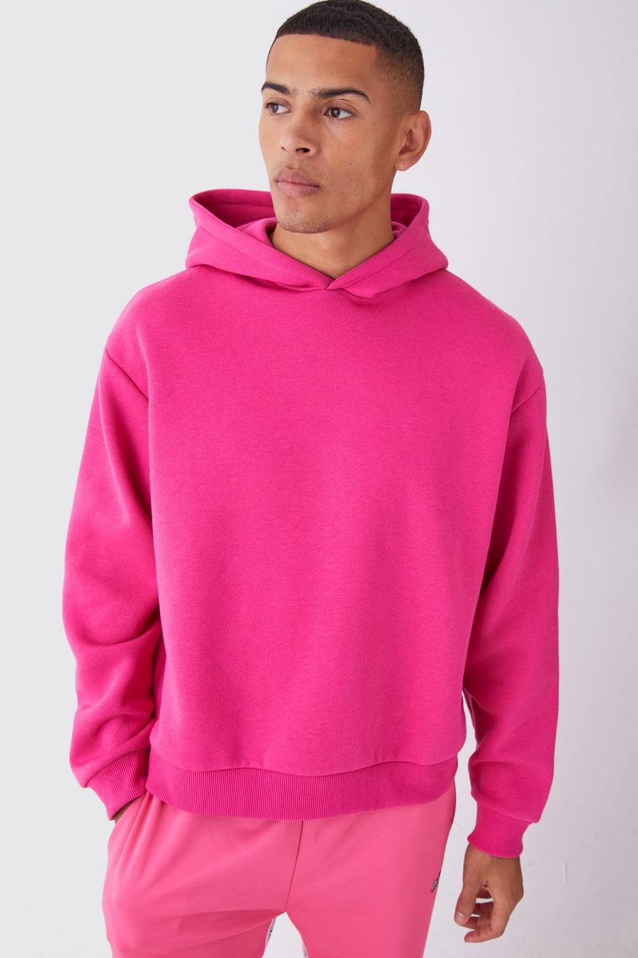 Pink Oversize hoodie i boxig modell image number 1