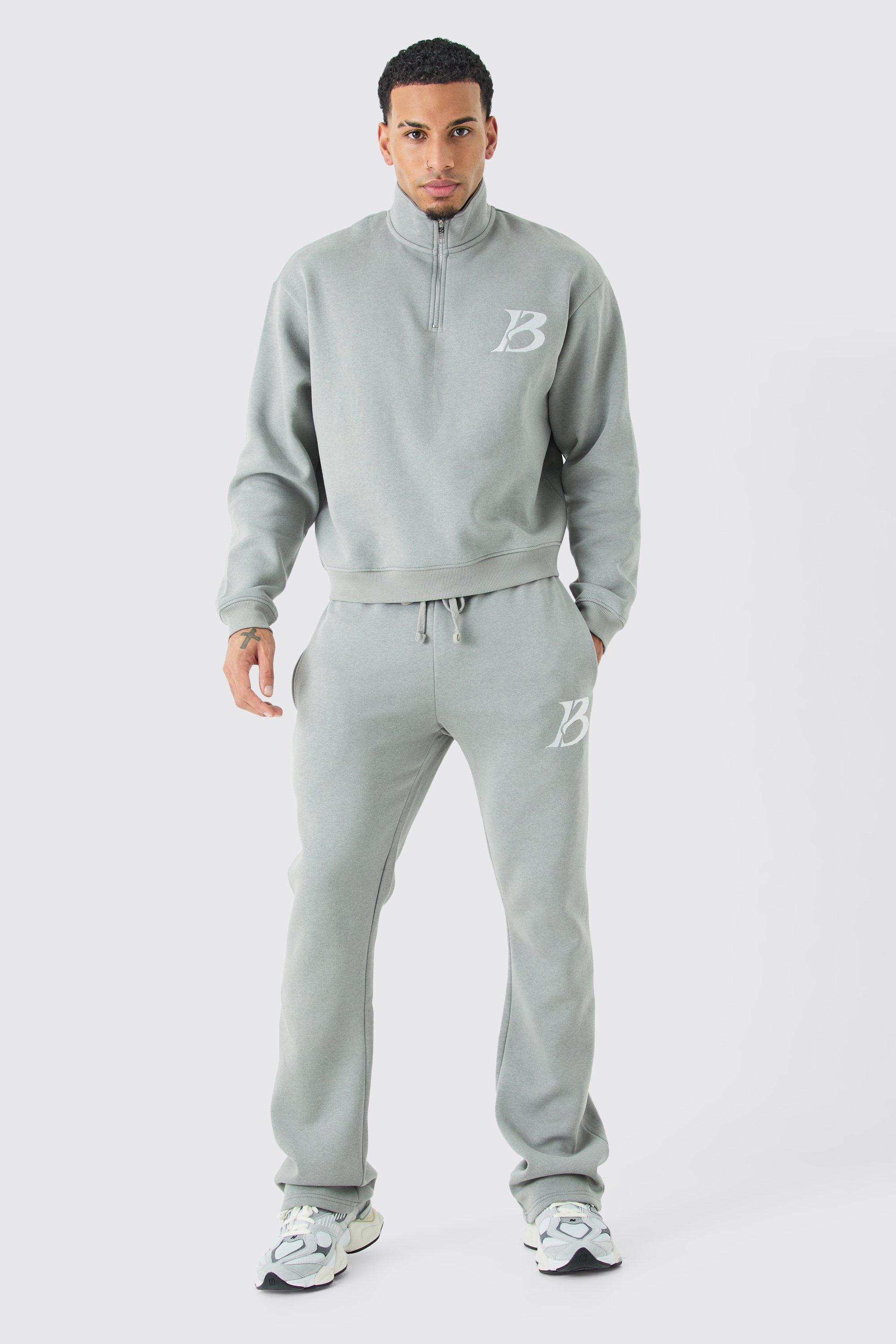 Oversized Boxy B 1/4 Zip Stacked Tracksuit | Boohoo USA