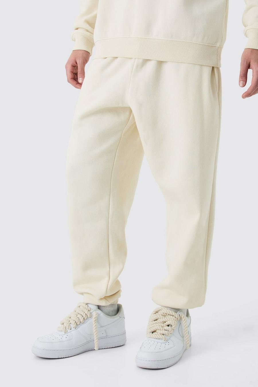 Pantalón deportivo básico oversize, Beige image number 1