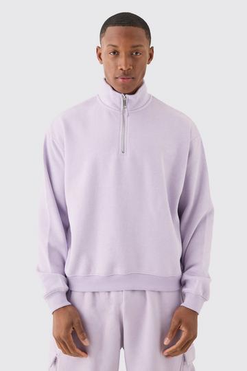 Lilac Purple Oversized Boxy 1/4 Zip Sweatshirt