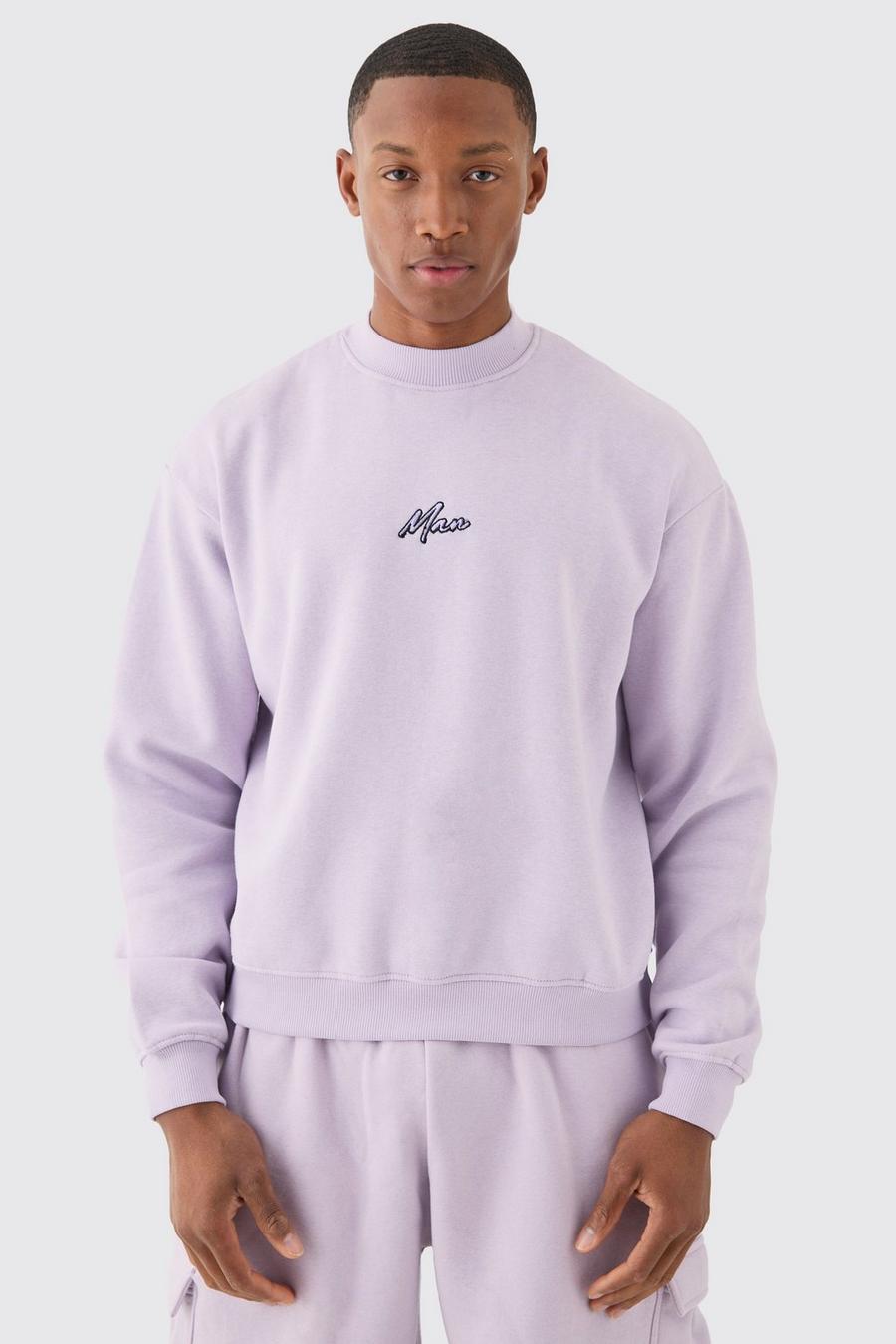 Lilac purple Man Oversized Boxy Extended Neck Sweatshirt