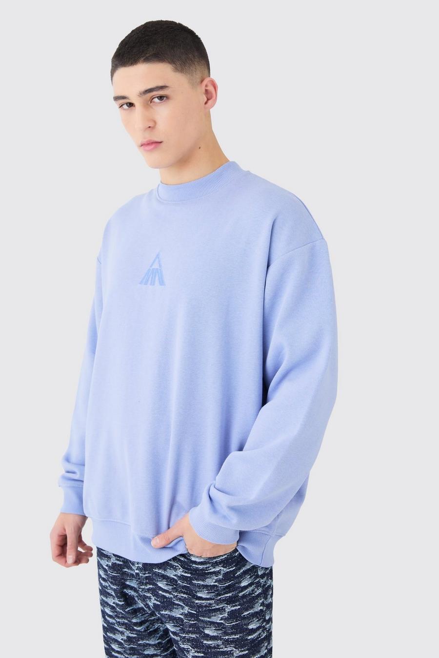 Dusty blue MAN Oversize sweatshirt med hög halsmudd image number 1