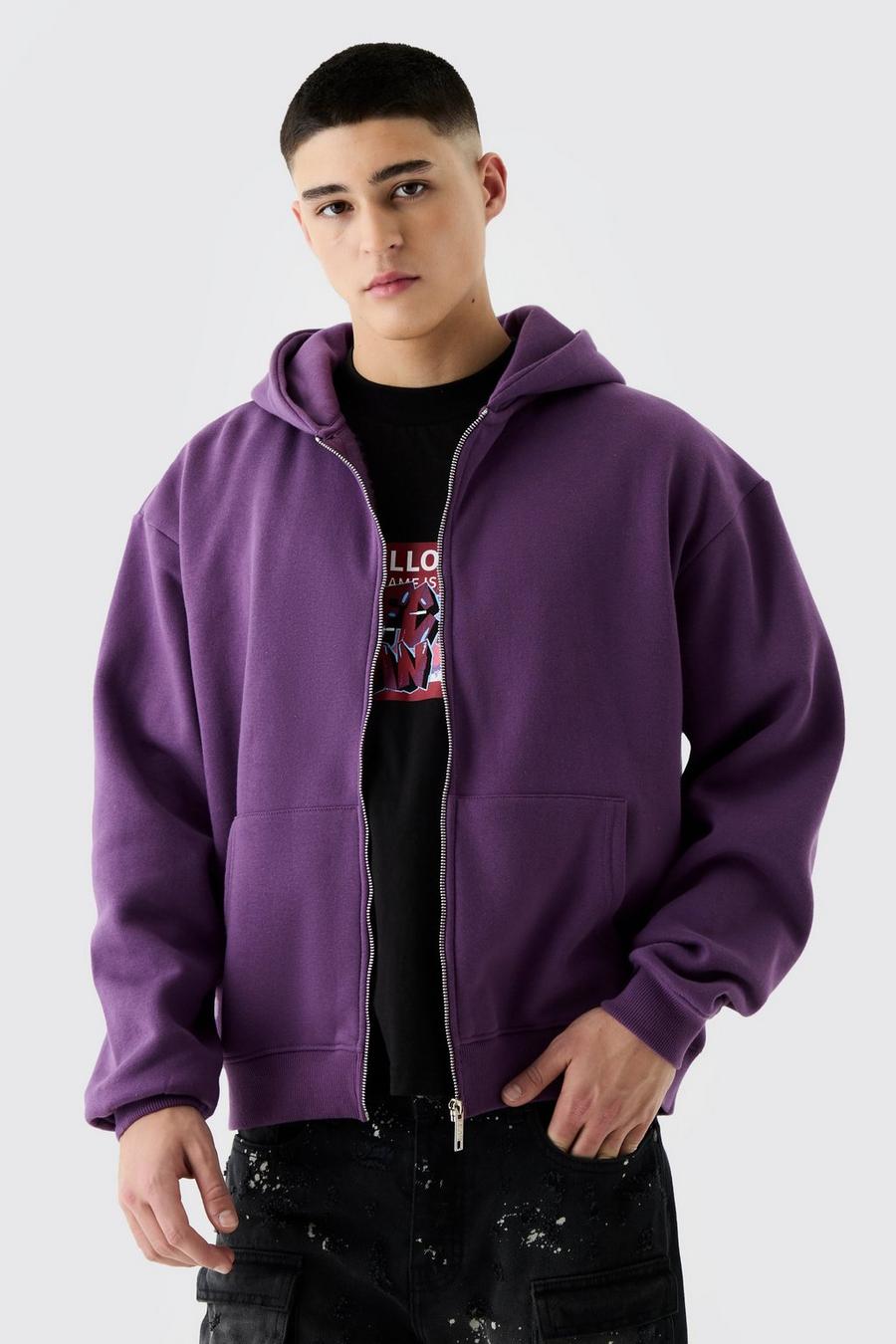 Sweat à capuche oversize zippé, Purple image number 1