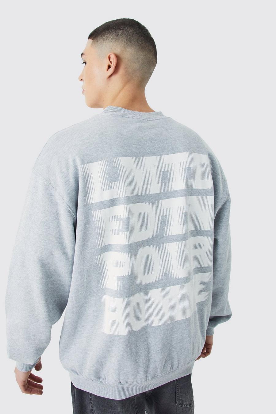 Grey marl Oversize sweatshirt med grafiskt tryck image number 1