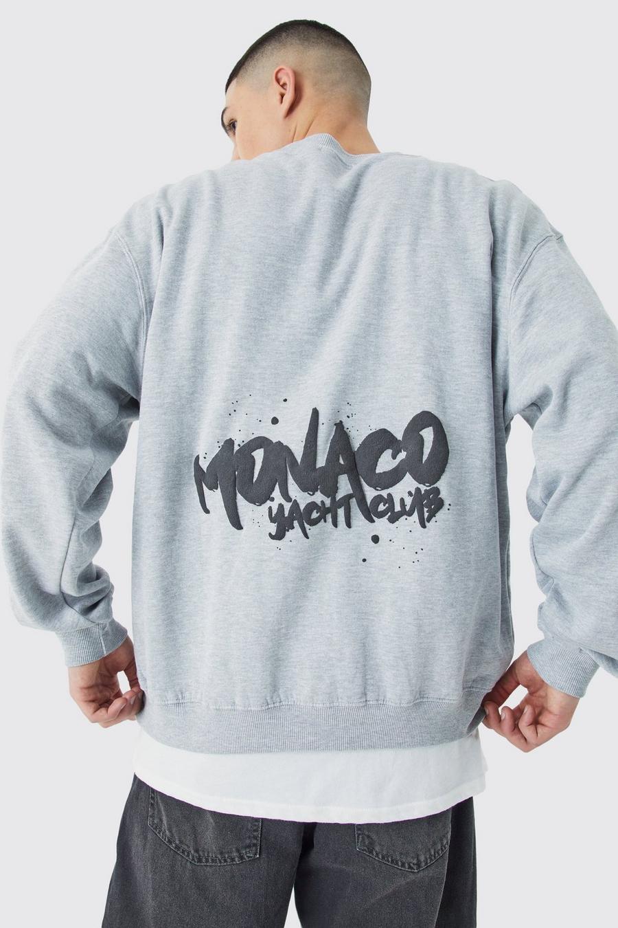 Grey marl Oversized Monaco Trui Met Print