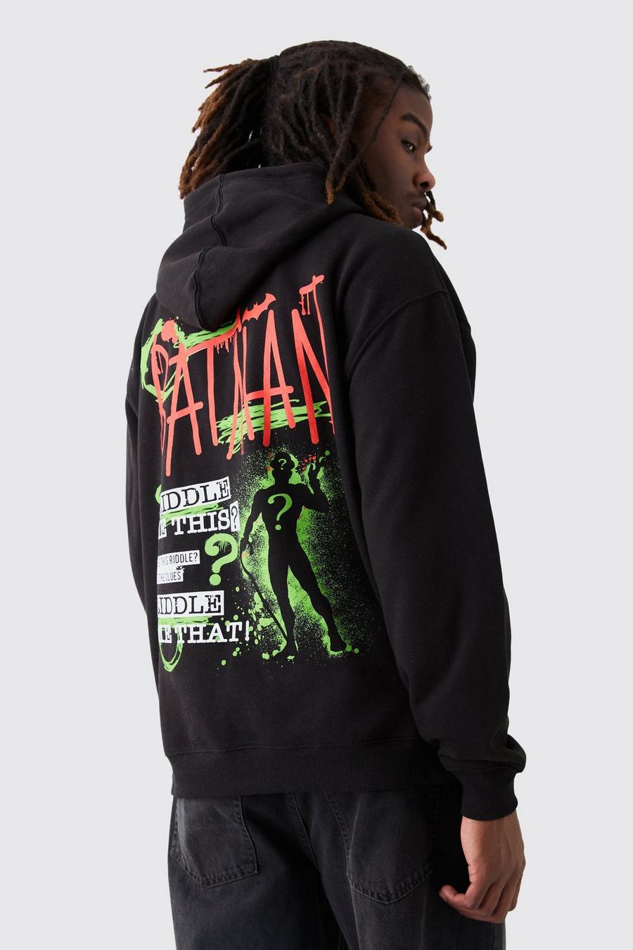 Black Batman Riddler Oversize hoodie med tryck image number 1