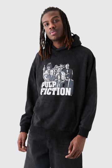 Charcoal Grey Oversized Pulp Fiction Wash License Hoodie