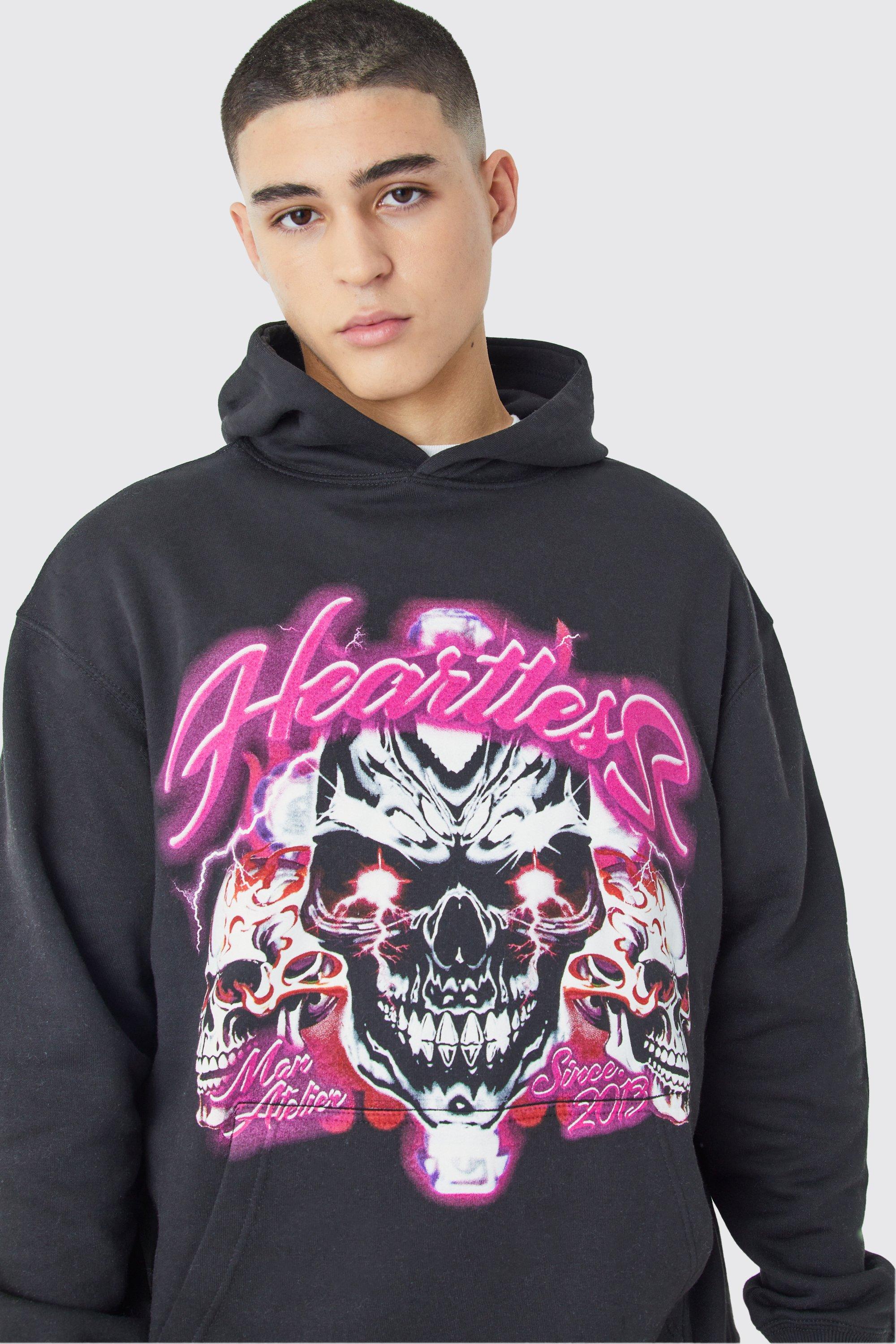 Black and discount pink graphic hoodie