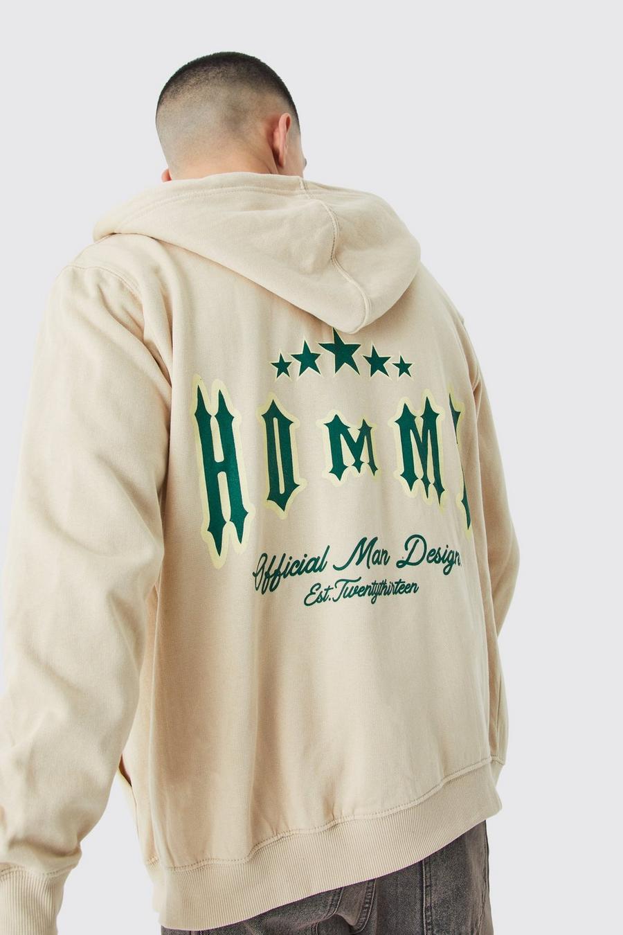 Sand Zip Through Homme Star Graphic Hoodie  image number 1