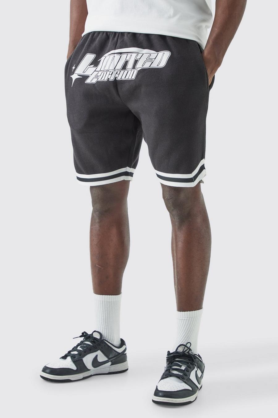 Black Loose Fit Limited Edition Mid Length Basketball Short