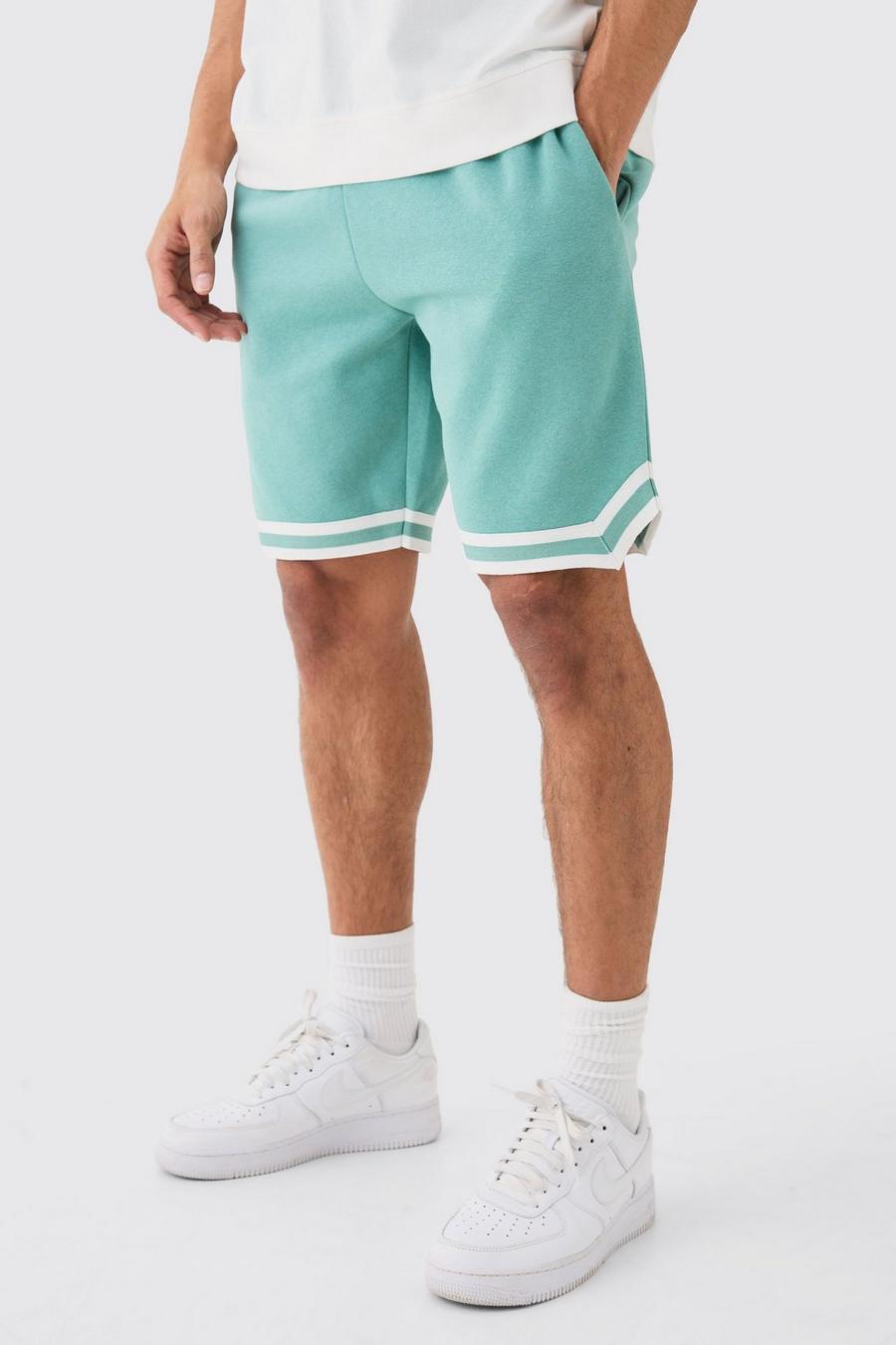 Green Loose Fit Mid Length Basketball Short image number 1