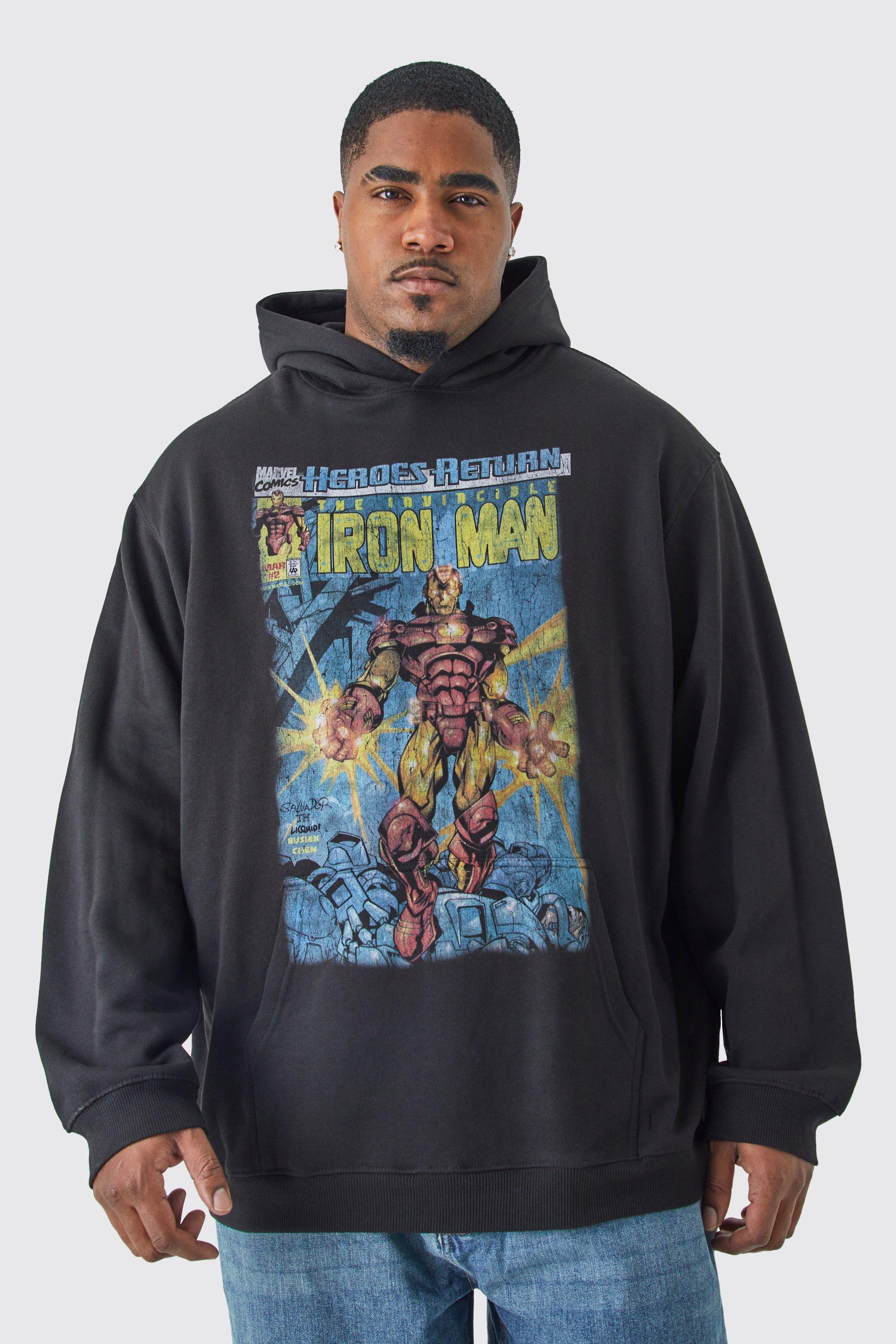 Sudadera Plus oversize con capucha y estampado de c mic de Iron Man