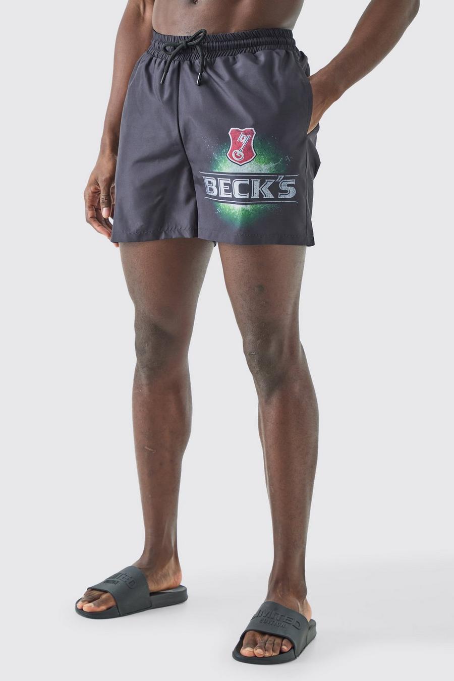Black Short Length Becks License Swim Short