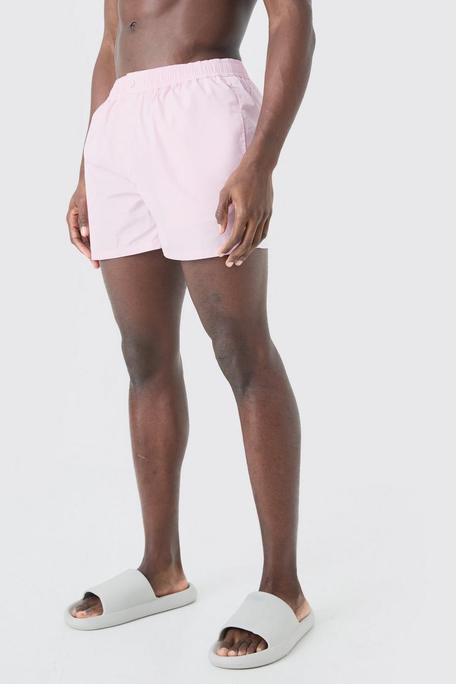Costume a pantaloncino corto in tinta unita con bottoni a pressione, Pink image number 1
