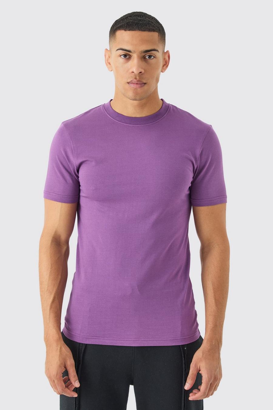 T-shirt Basic attillata Man, Purple