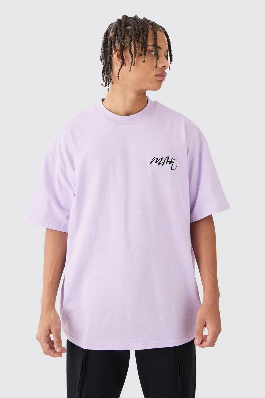 Lilac Oversized Basic T-Shirt Met Brede Nek image number 1