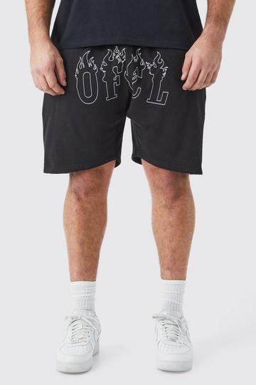 Plus Loose Fit Ofcl Flame Short In Black black