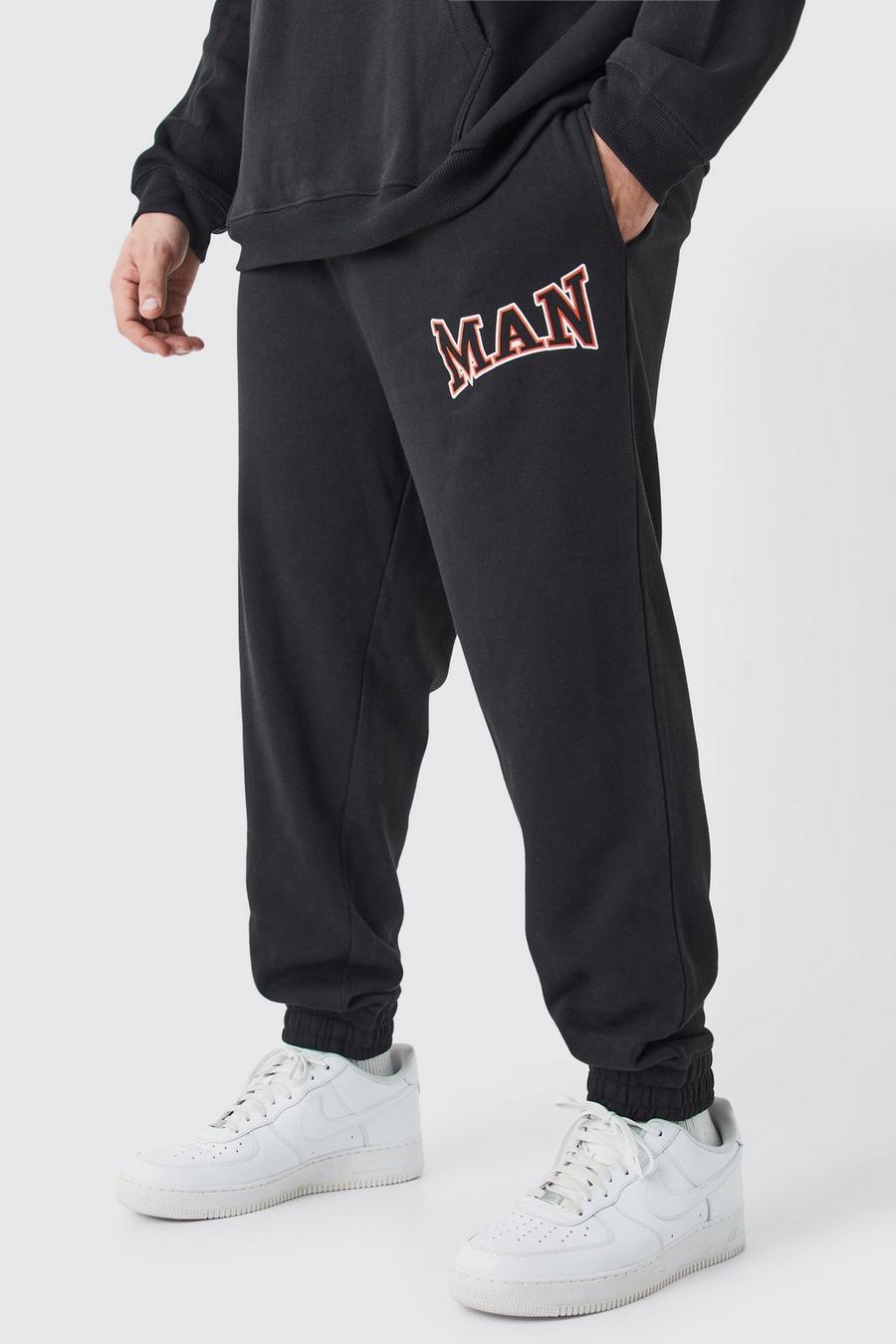 Pantaloni tuta Plus Size Core stile Varsity Man neri, Black image number 1
