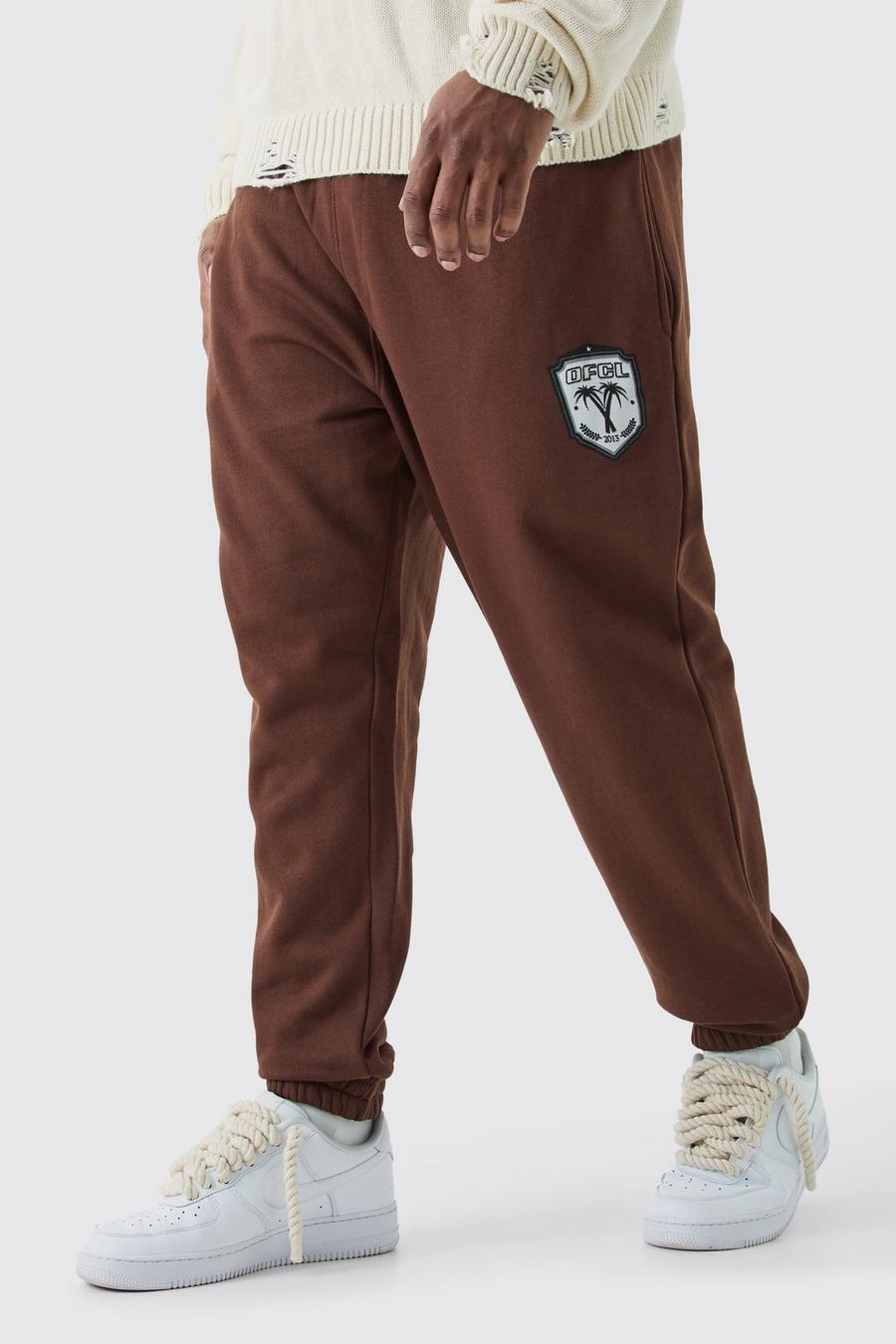 Pantaloni tuta Plus Size Core Team Ofcl color cioccolato, Chocolate