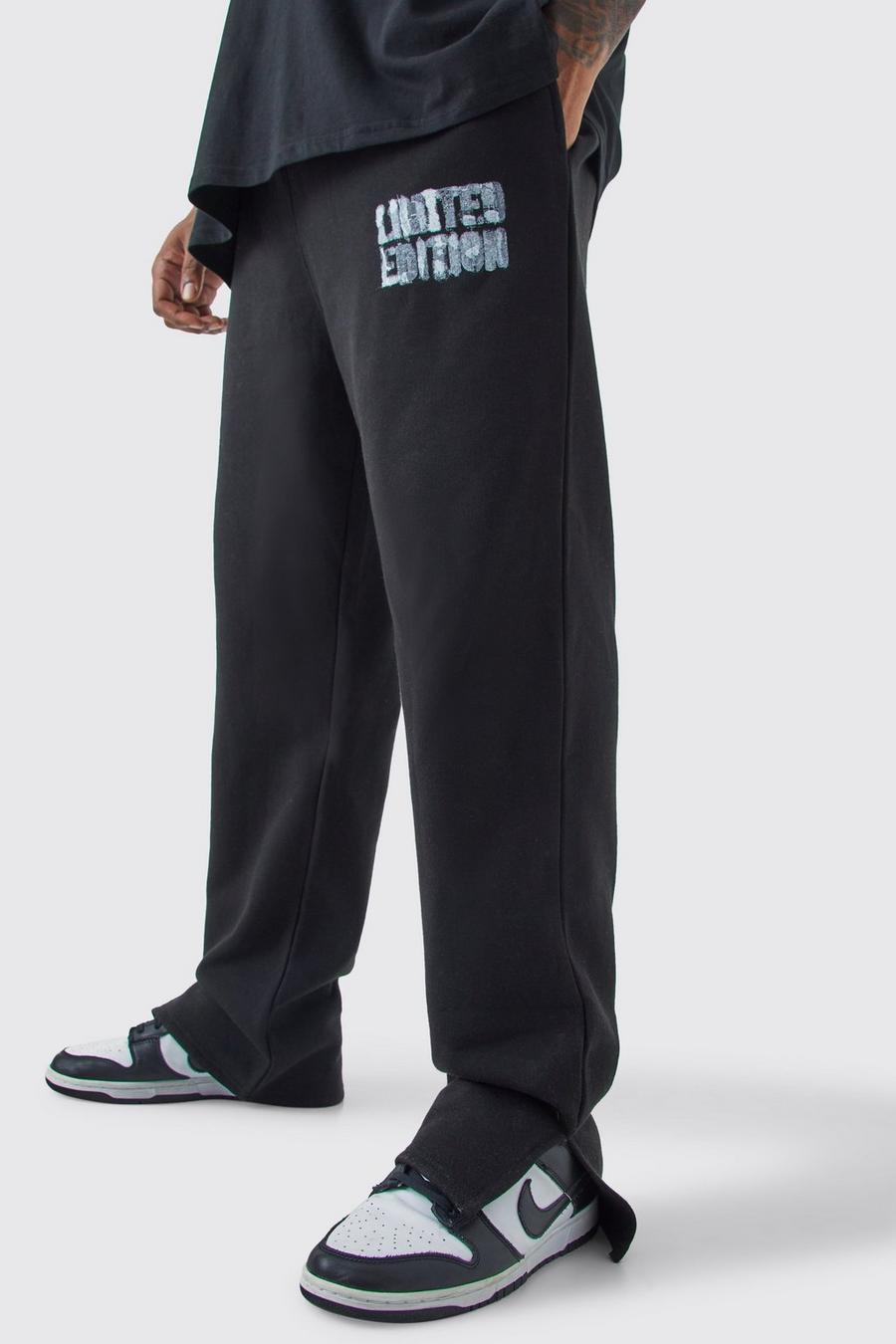 Pantalón deportivo Plus negro Limited Edition con abertura en el bajo, Black