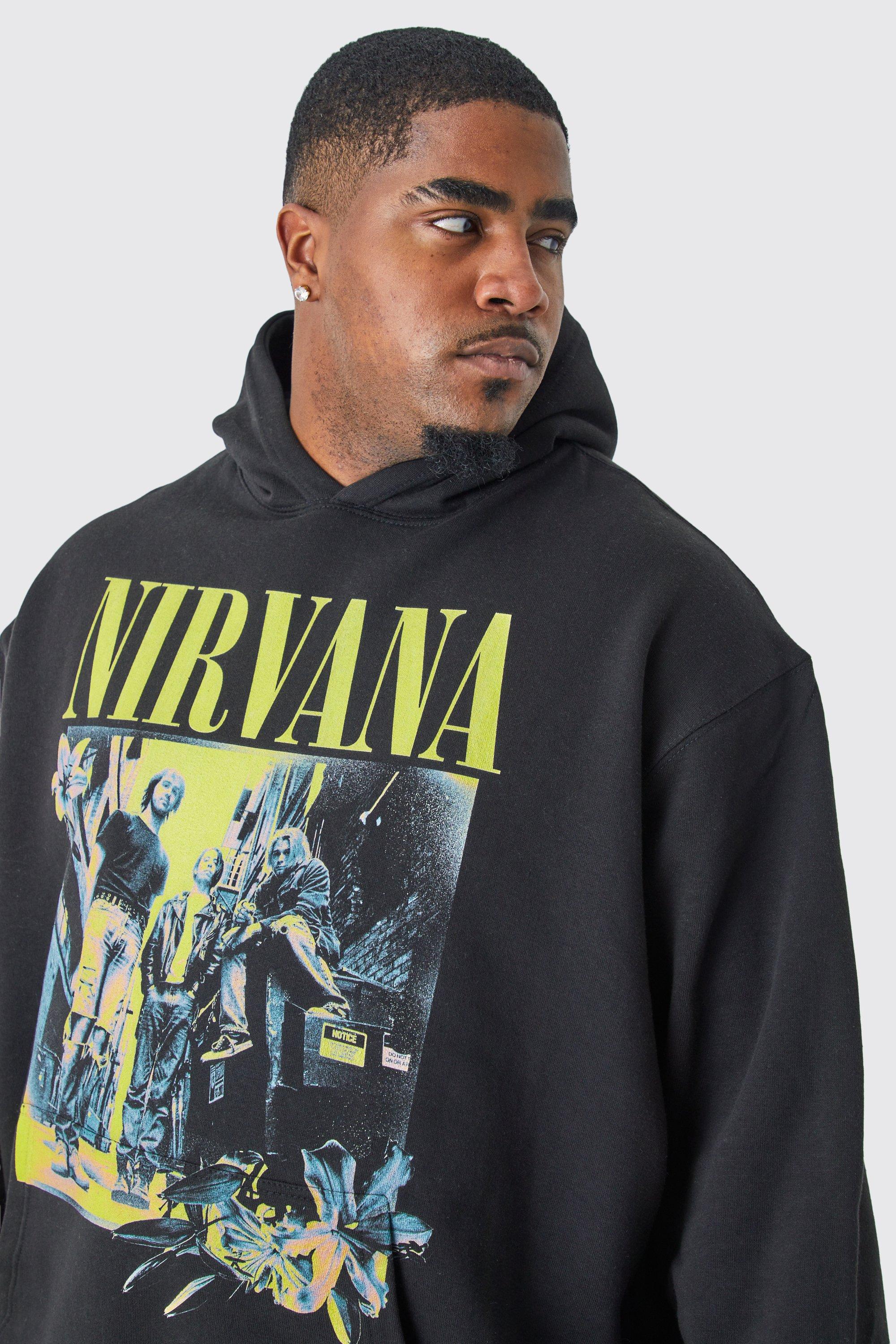 Sudadera Plus con capucha y estampado de Nirvana boohoo