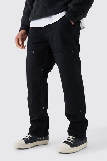 Onbewerkte Baggy Utility Jeans Met Stiksels In Zwart true black