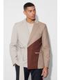 Chocolate Slim Wrap Panel Suit Jacket