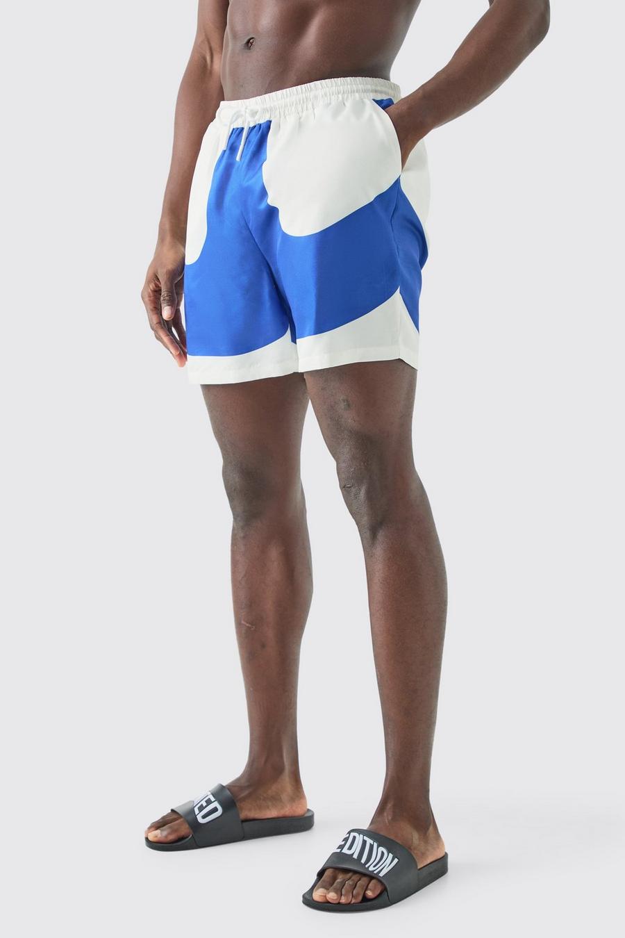 Costume a pantaloncino medio a blocchi di colore, Blue image number 1