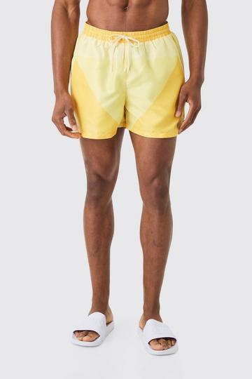 Yellow Short Length Color Block Swim Short