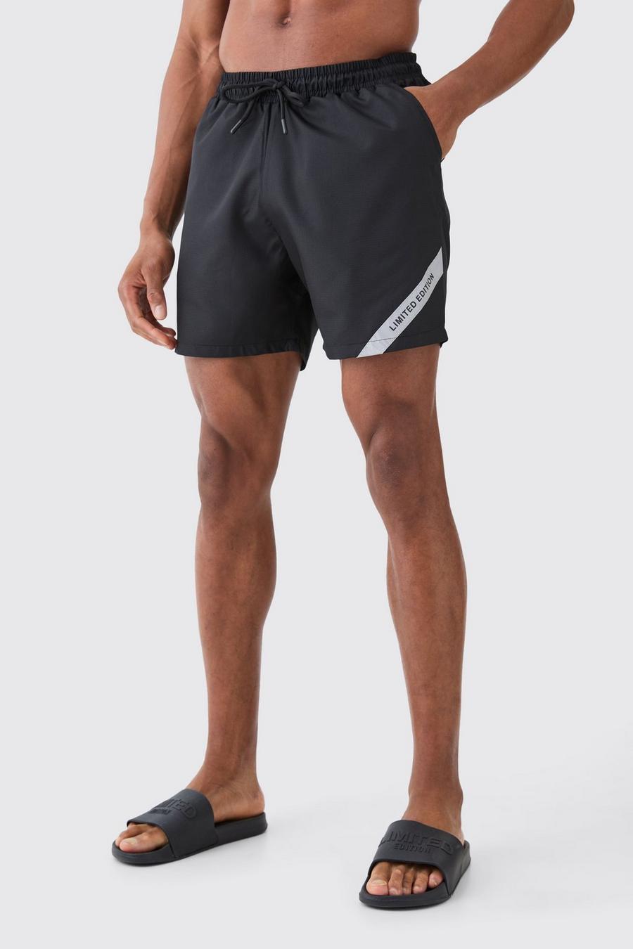 Black Mid Length Ripstop Limited Edition Swim Short image number 1