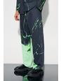 Green Relaxed Fit Marble Print Tailored Trouser
