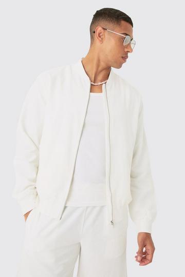 Linen Mix Smart Bomber Jacket natural