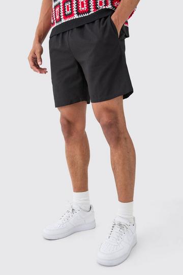 Linen Mix Smart Shorts black