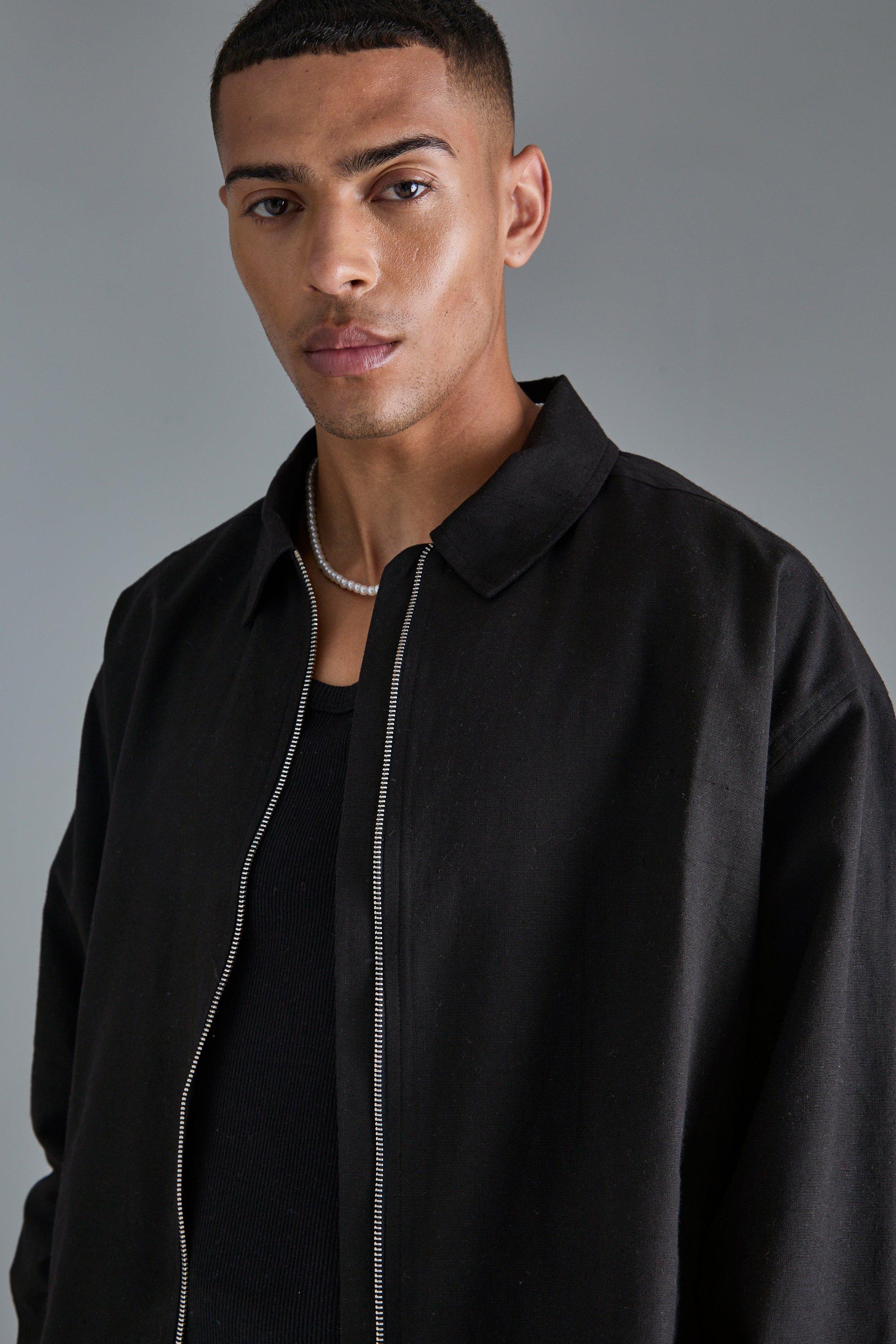 Linen harrington jacket hot sale